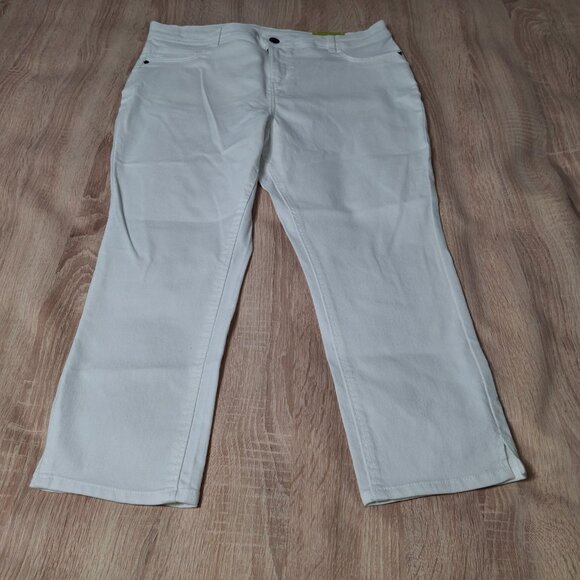 Cropped White Capris George Size 14 Jean Style Zippered Slim Fit Stretchy - Picture 3 of 14